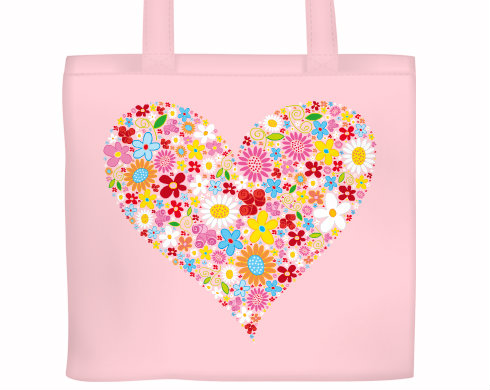 Plátěná nákupní taška Květinové srdce
