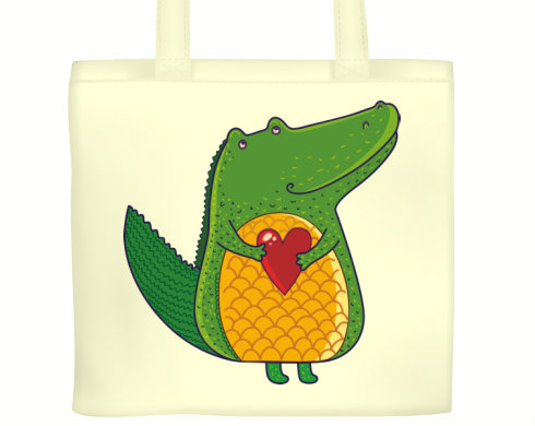Plátěná nákupní taška Krokodýl a srdce