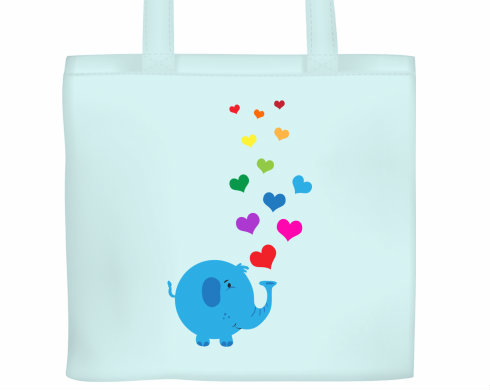 Plátěná nákupní taška Slon a srdíčka
