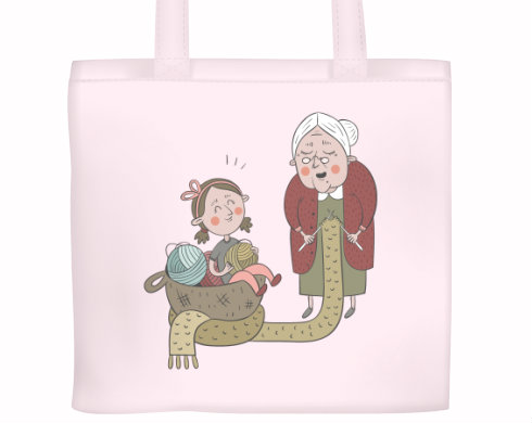 Plátěná nákupní taška Babička s vnučkou