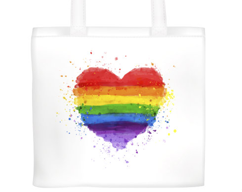 Plátěná nákupní taška Rainbow heart