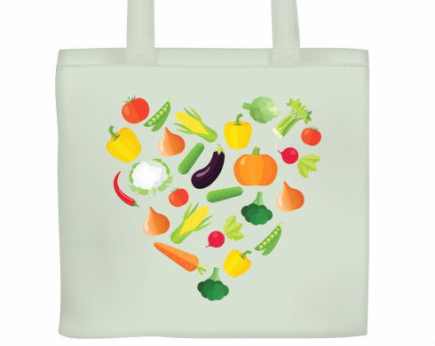 Plátěná nákupní taška Zeleninové srdce