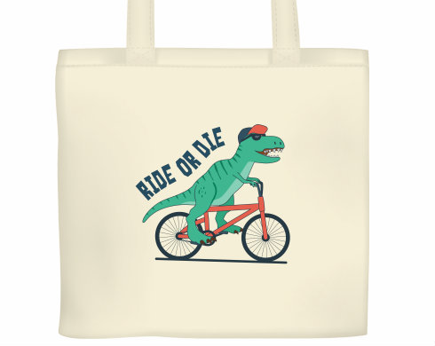 Plátěná nákupní taška Ride or die dinosaur
