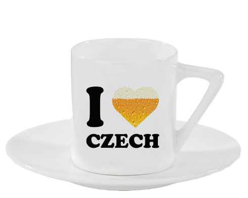 Espresso hrnek s podšálkem 100ml I love czech beer