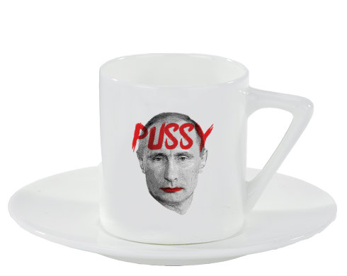 Espresso hrnek s podšálkem 100ml Pussy Putin