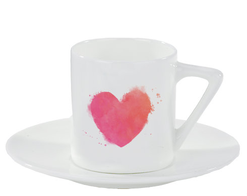 Espresso hrnek s podšálkem 100ml watercolor heart