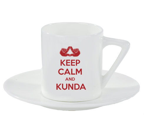 Espresso hrnek s podšálkem 100ml Keep calm and Kunda