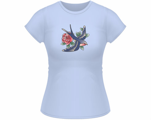 Dámské tričko Classic Ptáček s růží