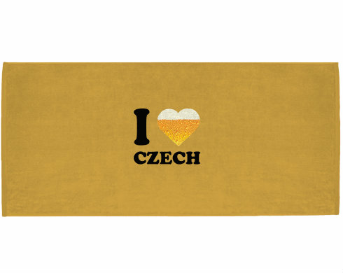 Celopotištěný sportovní ručník I love czech beer