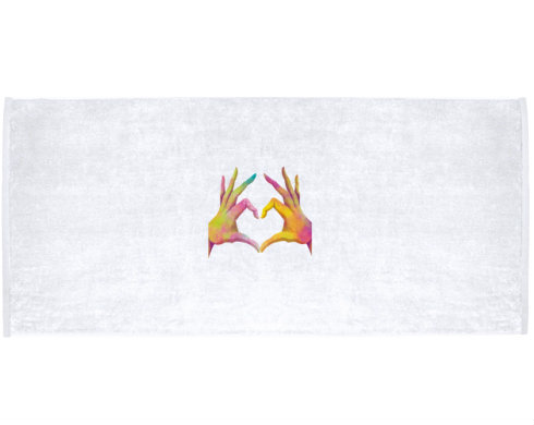 Celopotištěný sportovní ručník Láska v rukou