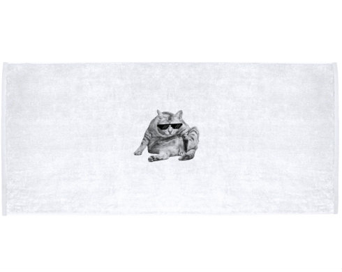 Celopotištěný sportovní ručník Drsná kočka