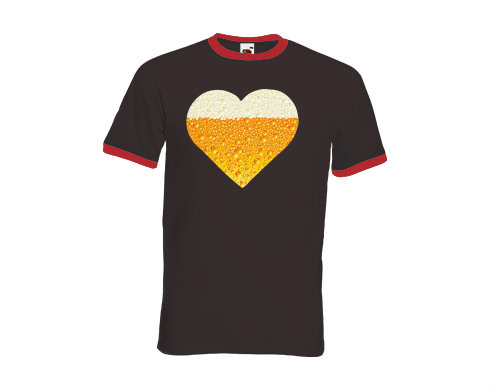 Pánské tričko s kontrastními lemy Pivní srdce