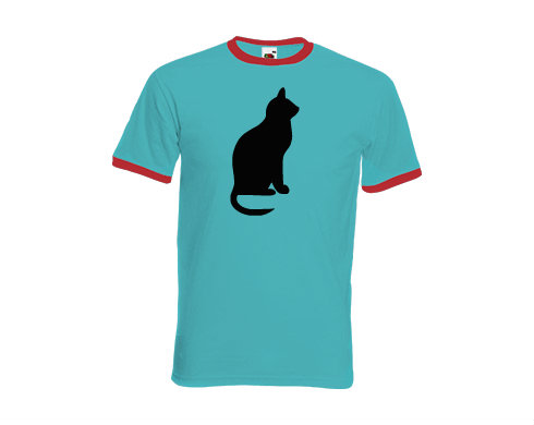 Pánské tričko s kontrastními lemy Kočka - Shean