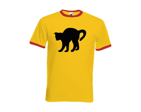 Pánské tričko s kontrastními lemy Kočka - Čiko