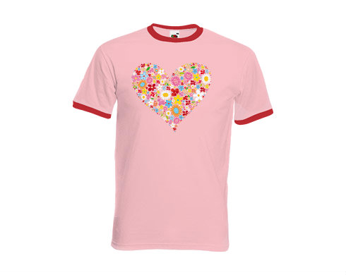 Pánské tričko s kontrastními lemy Květinové srdce