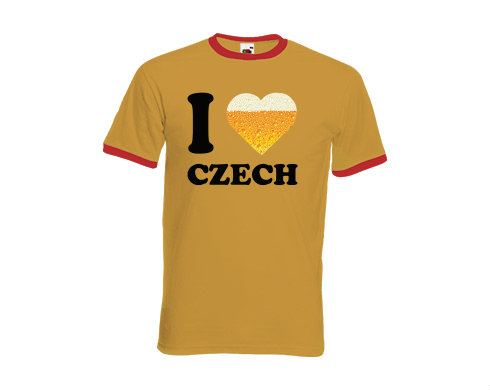 Pánské tričko s kontrastními lemy I love czech beer