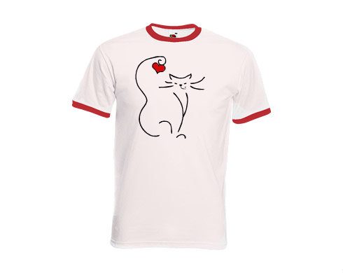 Pánské tričko s kontrastními lemy Love cat