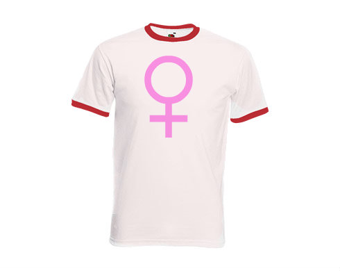 Pánské tričko s kontrastními lemy Žena pohlaví symbol