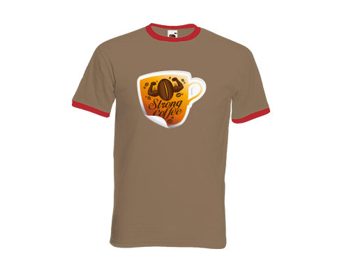 Pánské tričko s kontrastními lemy Strong coffee
