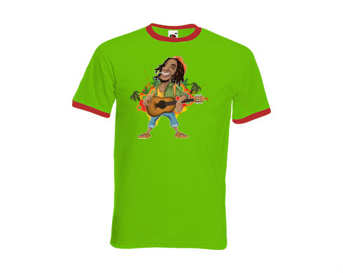 Pánské tričko s kontrastními lemy Rasta music