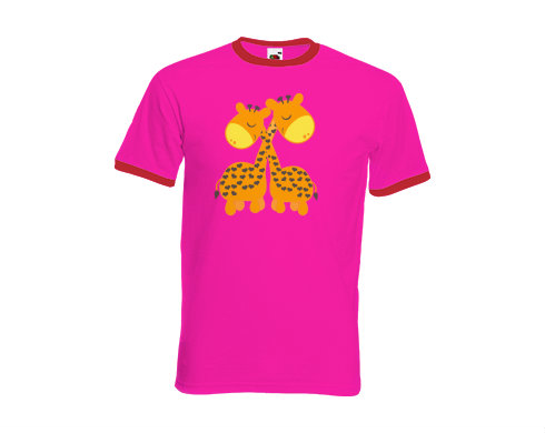 Pánské tričko s kontrastními lemy Zamilované žirafy