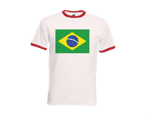 Pánské tričko s kontrastními lemy Brazilská vlajka