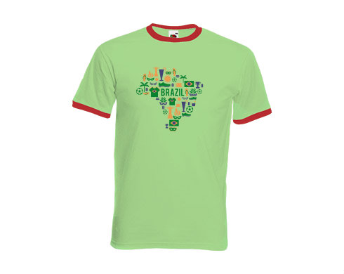 Pánské tričko s kontrastními lemy Mapa Brazílie