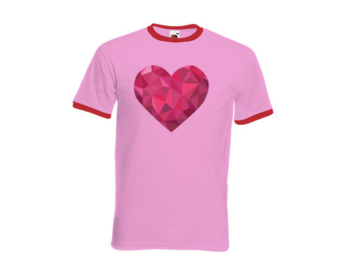 Pánské tričko s kontrastními lemy Srdce mozaika