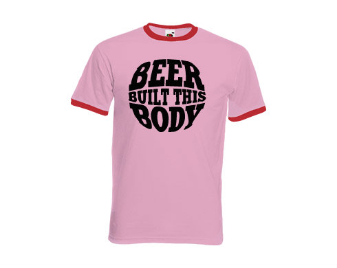 Pánské tričko s kontrastními lemy Beer built this body