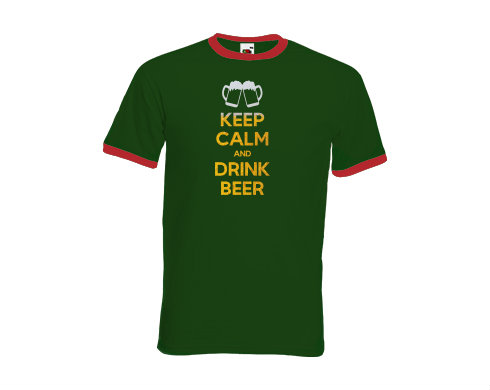 Pánské tričko s kontrastními lemy Keep calm and drink beer
