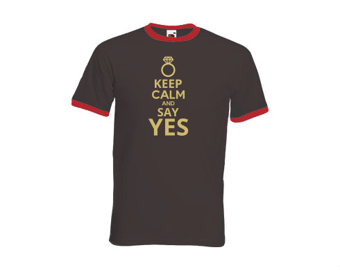 Pánské tričko s kontrastními lemy Keep calm and say YES