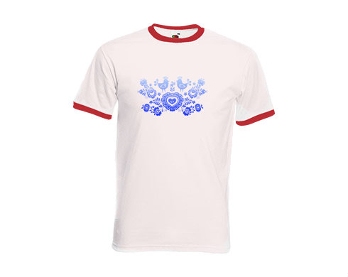 Pánské tričko s kontrastními lemy Slovácký cibulákový vzor
