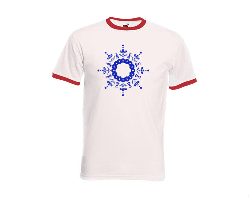Pánské tričko s kontrastními lemy Kulatý folklorní vzor