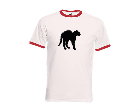 Pánské tričko s kontrastními lemy Vyděšená kočka
