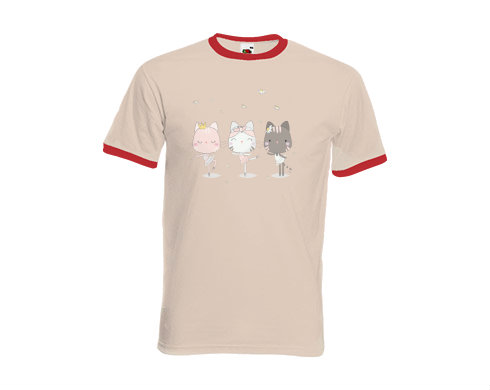 Pánské tričko s kontrastními lemy Tancující kočičky