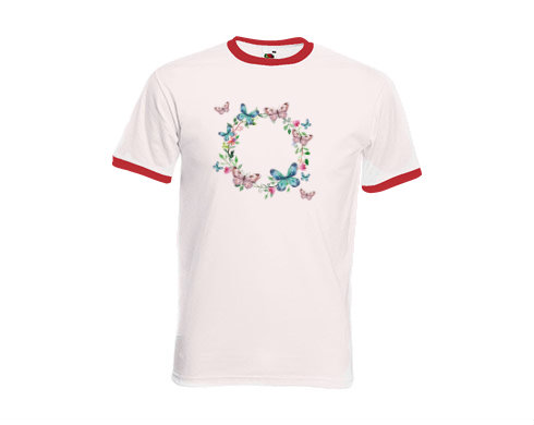 Pánské tričko s kontrastními lemy Rámeček z motýlů