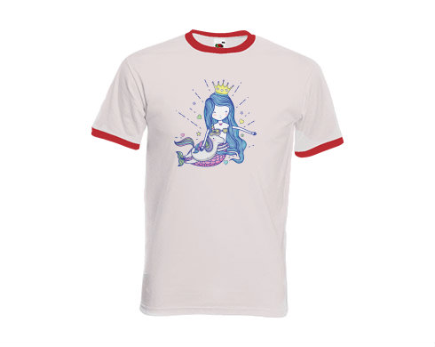 Pánské tričko s kontrastními lemy Mořská panna a jednorožec