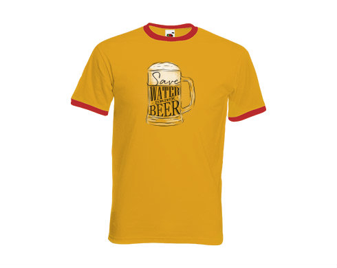 Pánské tričko s kontrastními lemy Save water drink beer