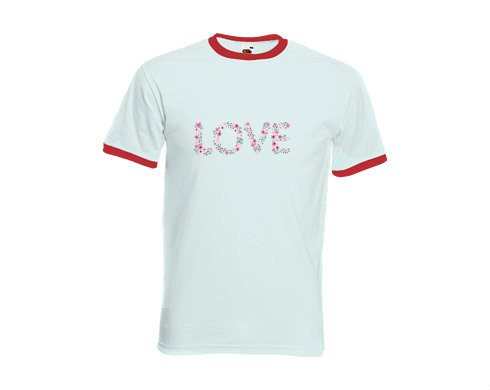 Pánské tričko s kontrastními lemy Láska z kytiček