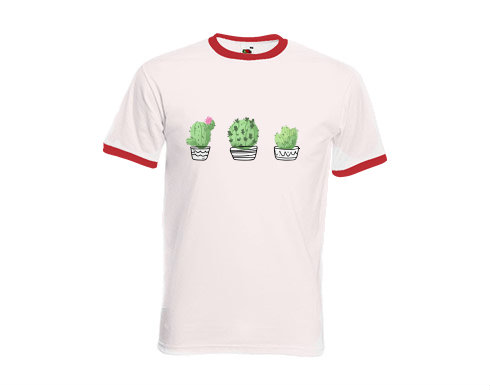 Pánské tričko s kontrastními lemy Kaktusy