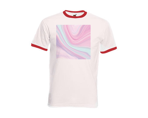 Pánské tričko s kontrastními lemy Růžový abstraktní vzor