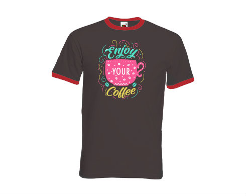 Pánské tričko s kontrastními lemy Enjoy your coffee