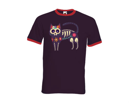 Pánské tričko s kontrastními lemy Kočka muerte