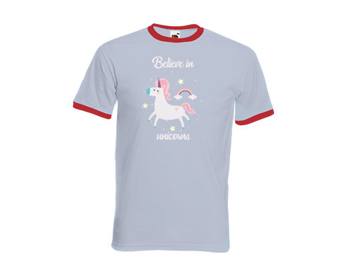 Pánské tričko s kontrastními lemy Believe in unicorns