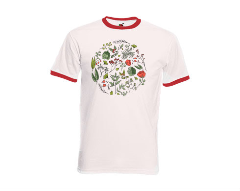 Pánské tričko s kontrastními lemy květiny pattern