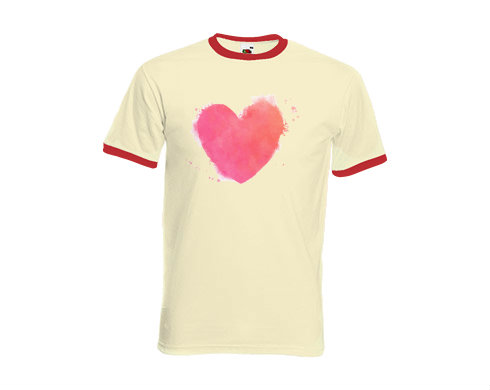 Pánské tričko s kontrastními lemy watercolor heart