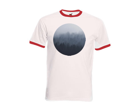 Pánské tričko s kontrastními lemy Forest in the fog
