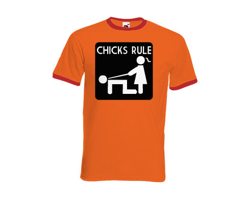 Pánské tričko s kontrastními lemy Chicks rule