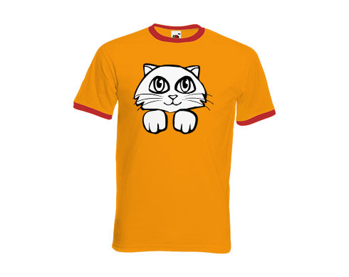Pánské tričko s kontrastními lemy Kočička