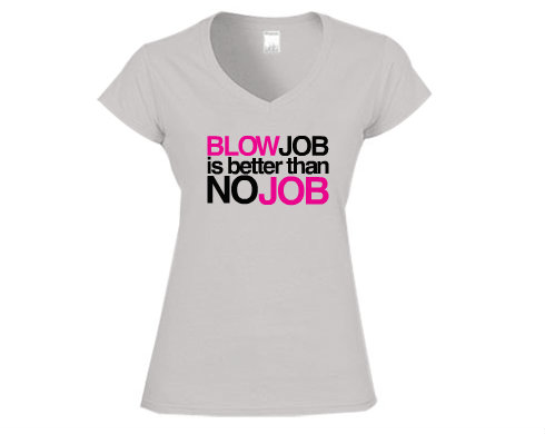 Dámské tričko V-výstřih Blowjob is better ...